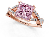 Rose gold Fancy Pink Princess  Solitaire Twist Band with Pavé Setting and Four-Prong Setting_1