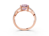 Rose gold Fancy Pink Princess  Solitaire Twist Band with Pavé Setting and Four-Prong Setting_3