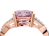Rose gold Fancy Pink Princess  Solitaire Twist Band with Pavé Setting and Four-Prong Setting_4