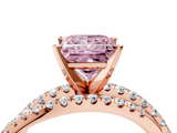 Rose gold Fancy Pink Princess  Solitaire Twist Band with Pavé Setting and Four-Prong Setting_4