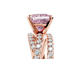 Rose gold Fancy Pink Princess  Solitaire Twist Band with Pavé Setting and Four-Prong Setting_5