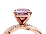 Rose gold Fancy Pink Princess  Solitaire Twist Band with Pave Prong Setting_4