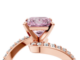 Rose gold Fancy Pink Princess  Solitaire Twist Band with Pave Set Diamonds and Four-Prong Setting_4