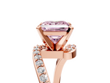 Rose gold Fancy Pink Princess  Solitaire Twist Band with Pave Set Diamonds and Four-Prong Setting_5