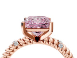 Rose gold Fancy Pink Princess  Solitaire Twisted Band Prong Set Engagement Ring_48