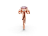 Rose gold Fancy Pink Princess  Solitaire Twisted Band Scroll Prong Ring_5