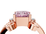 Rose gold Fancy Pink Princess  Solitaire Twisted Band Scroll Prong Ring_7