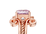 Rose gold Fancy Pink Princess  Solitaire Twisted Band Scroll Prong Ring_8