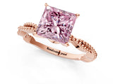 Rose gold Fancy Pink Princess  Solitaire Twisted Band with Bead Prong Setting_31