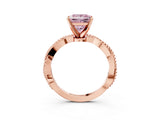 Rose gold Fancy Pink Princess  Solitaire Twisted Band with Bead Prong Setting_33