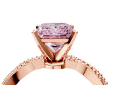 Rose gold Fancy Pink Princess  Solitaire Twisted Band with Bead Prong Setting_34