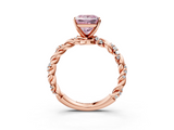 Rose gold Fancy Pink Princess  Solitaire Twisted Band with Pavé Accents and Four-Prong Setting_3