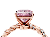 Rose gold Fancy Pink Princess  Solitaire Twisted Band with Pavé Accents and Four-Prong Setting_4
