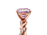 Rose gold Fancy Pink Princess  Solitaire Twisted Band with Pavé Accents and Four-Prong Setting_5
