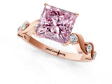Rose gold Fancy Pink Princess  Solitaire Twisted Band with Prong Setting 2