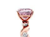 Rose gold Fancy Pink Princess  Solitaire Twisted Band with Prong Setting