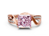 Rose gold Fancy Pink Princess  Solitaire Twisted Band with Prong Setting_3