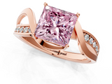 Rose gold Fancy Pink Princess  Solitaire Twisted Band with Prong Setting_4