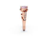 Rose gold Fancy Pink Princess  Solitaire Twisted Band with Prong Setting_5