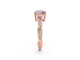 Rose gold Fancy Pink Princess  Solitaire Twisted Pave Diamond Ring with Four-Prong Setting_117