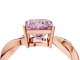 Rose gold Fancy Pink Princess  Solitaire Twisted Pave Diamond Ring with Four-Prong Setting_119