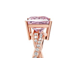 Rose gold Fancy Pink Princess  Solitaire Twisted Pave Diamond Ring with Four-Prong Setting_120