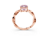 Rose gold Fancy Pink Princess  Solitaire Twisted Pave Diamond Ring with Four-Prong Setting_15