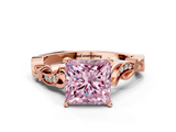 Rose gold Fancy Pink Princess  Solitaire Vine Band with Milgrain Prong Setting_3