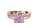 Rose gold Fancy Pink Princess  Solitaire with Pavé Band and Four-Prong Setting_29