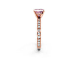 Rose gold Fancy Pink Princess  Solitaire with Pavé Band and Four-Prong Setting_31
