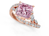 Rose gold Fancy Pink Princess  Solitaire with Pavé Twist Band and Four-Prong Setting_1