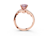 Rose gold Fancy Pink Princess  Solitaire with Pavé Twist Band and Four-Prong Setting_3