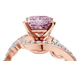 Rose gold Fancy Pink Princess  Solitaire with Pavé Twist Band and Four-Prong Setting_4