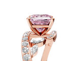 Rose gold Fancy Pink Princess  Solitaire with Pavé Twist Band and Four-Prong Setting_5