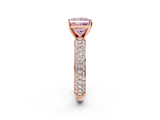 Rose gold Fancy Pink Princess  Solitaire with Pave Band and Four-Prong Setting_5
