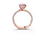 Rose gold Fancy Pink Princess  Solitaire with Pave Band and Four-Prong Setting_6