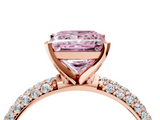 Rose gold Fancy Pink Princess  Solitaire with Pave Band and Four-Prong Setting_7
