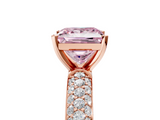Rose gold Fancy Pink Princess  Solitaire with Pave Band and Four-Prong Setting_8