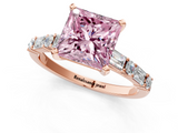 Rose gold Fancy Pink Princess  Solitaire with Side Baguettes and Channel Set Band_1