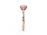 Rose gold Fancy Pink Princess  Solitaire with Side Baguettes and Channel Set Band_2