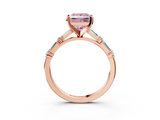 Rose gold Fancy Pink Princess  Solitaire with Side Baguettes and Channel Set Band_3