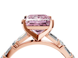 Rose gold Fancy Pink Princess  Solitaire with Side Baguettes and Channel Set Band_4