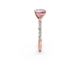Rose gold Fancy Pink Princess  Solitaire with Side Stones on a Pavé Band and Four-Prong Setting_2