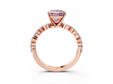 Rose gold Fancy Pink Princess  Solitaire with Side Stones on a Pavé Band and Four-Prong Setting_3