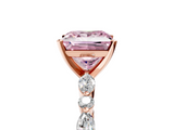 Rose gold Fancy Pink Princess  Solitaire with Side Stones on a Pavé Band and Four-Prong Setting_5