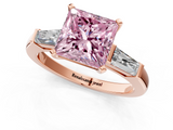 Rose gold Fancy Pink Princess  Solitaire with Tapered Baguette Side Stones on a Classic Band with Four-Prong Setting_1