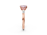 Rose gold Fancy Pink Princess  Solitaire with Tapered Baguette Side Stones on a Classic Band with Four-Prong Setting_2