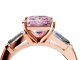 Rose gold Fancy Pink Princess  Solitaire with Tapered Baguette Side Stones on a Classic Band with Four-Prong Setting_4