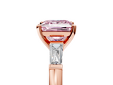Rose gold Fancy Pink Princess  Solitaire with Tapered Baguette Side Stones on a Classic Band with Four-Prong Setting_5