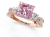 Rose gold Fancy Pink Princess  Three-Stone Diamond Ring with Pavé Split Shank and Four-Prong Setting_1
